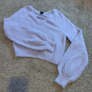 rue21 lilac purple fuzzy cropped sweater